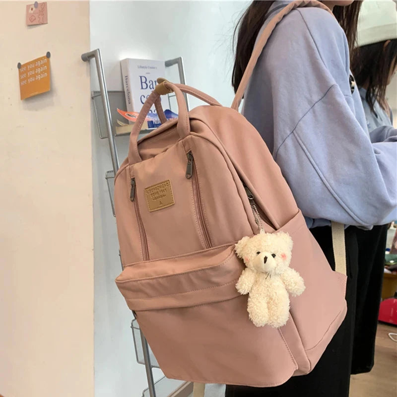 DIEHE Solid Color Women Backpack High Quality Youth Waterproof Backpacks for Teenage Girls Female School Shoulder Bag Bagpack