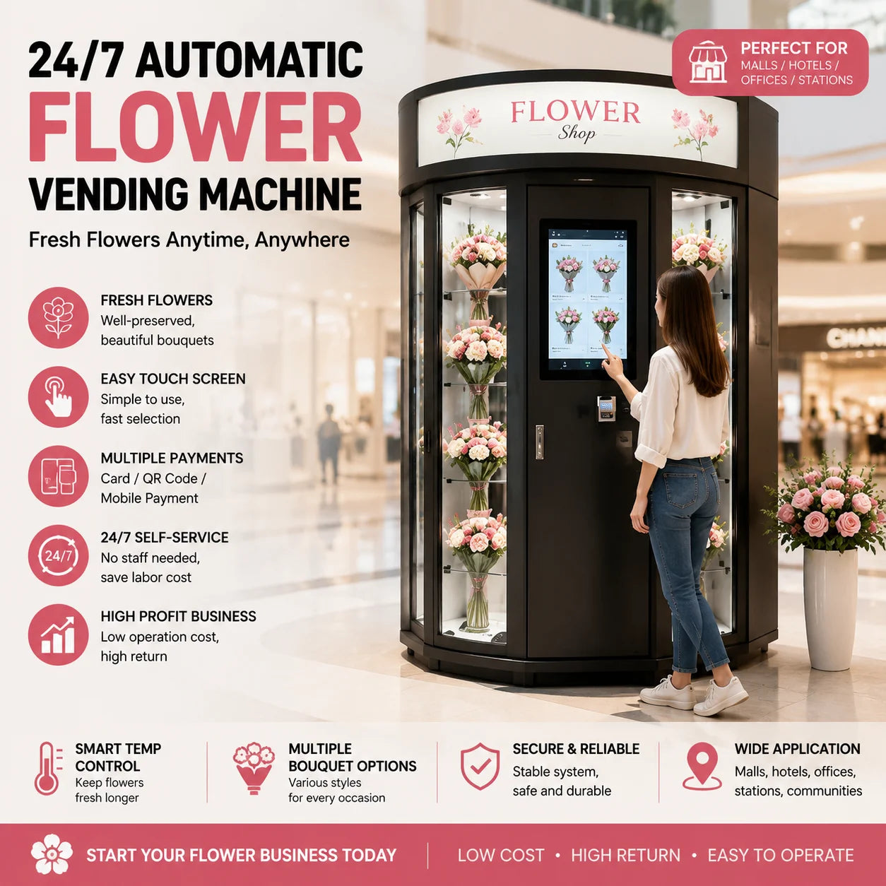 Flower Vending Machine | Automatic Fresh Flower Vending Machine for Mall & Retail Self-Service Business
