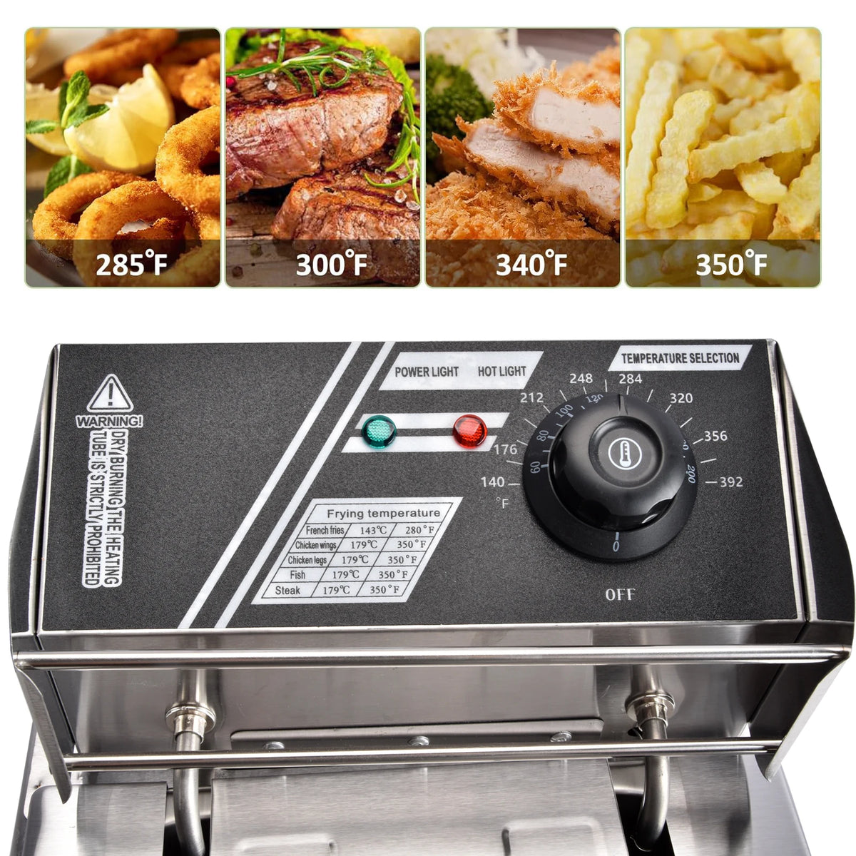 One Electric Deep Fryer with Filter Plate and Frying Basket, with Gloves Tank Stainless Steel Fryer for French Fries, Chicken, And Snacks, Adjustable Temperature Control, And The Lid Helps Prevent Hot Oil from Splattering