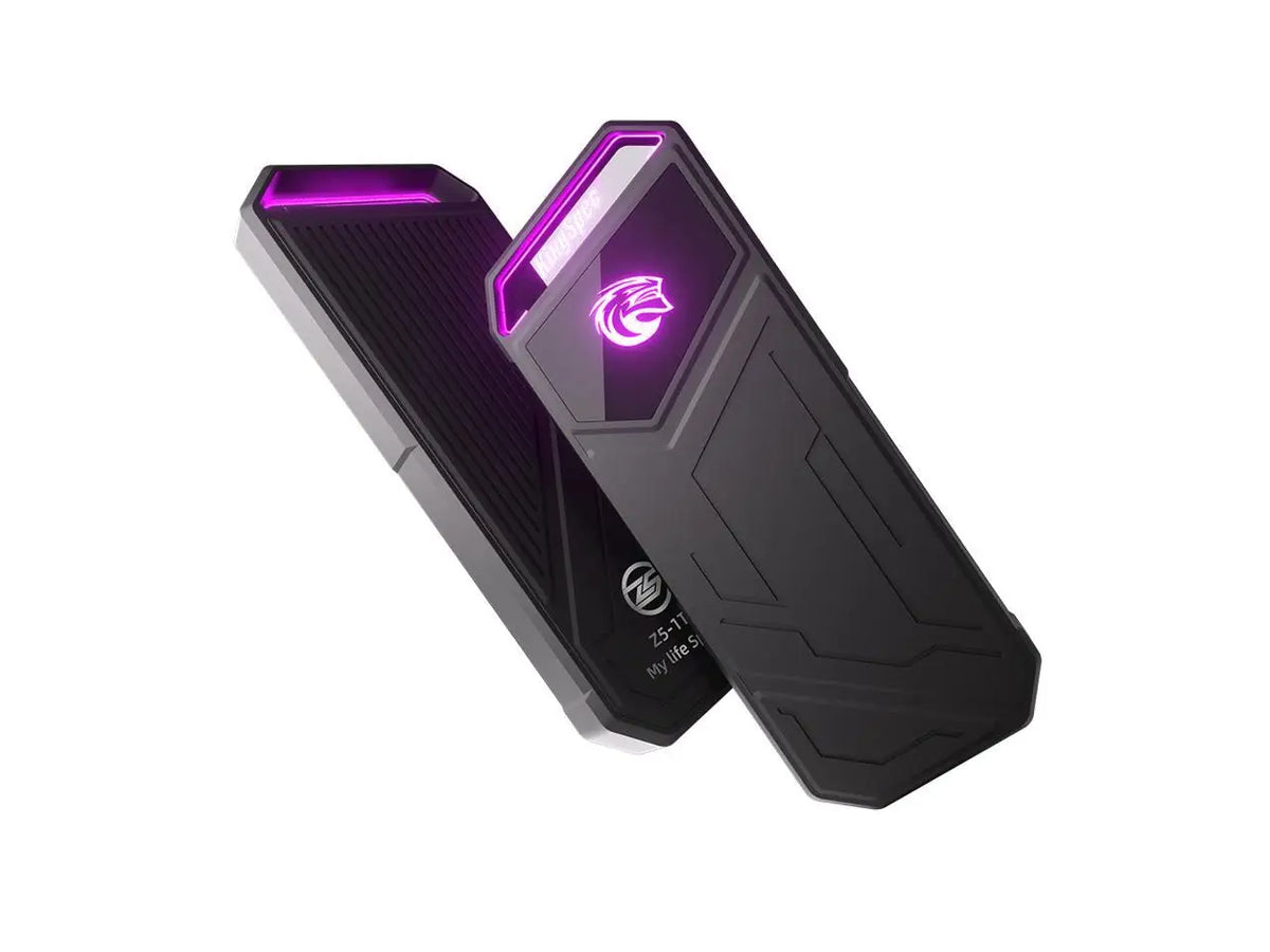 KingSpec Z5 1TB Portable SSD with RGB, USB 3.2 Gen 2x2 Type-C 20Gbps, Seq. Read Speeds Up to 2,100MB/s, for Photographers, Content Creators and Gaming, Black (Z5-1TB)