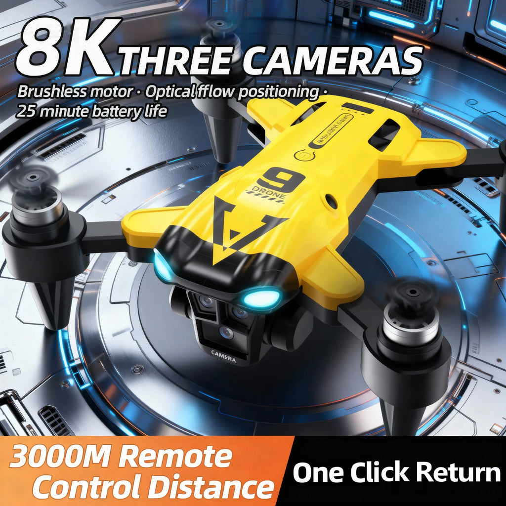 New B9 Pro RC Drone 4K 1080P Wide Angle Dual HD Camera Foldable Quadcopter WiFi FPV Altitude Hold， Long Endurance Drone - Equipped With Optical Flow Positioning And Dual High-definition Cameras, It Is The Perfect Gift For Adults And Aviation Photography E