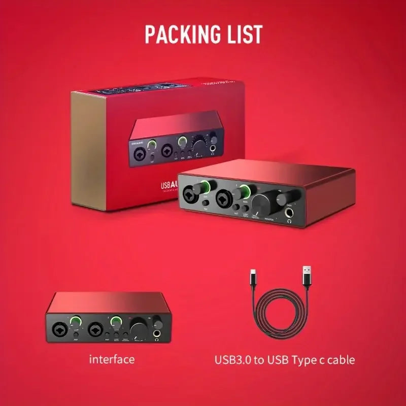 Studio Sound Card Professional Recording Sound Card Dubbing Equipment Professional External USB Audio Interface Sound Card Kit