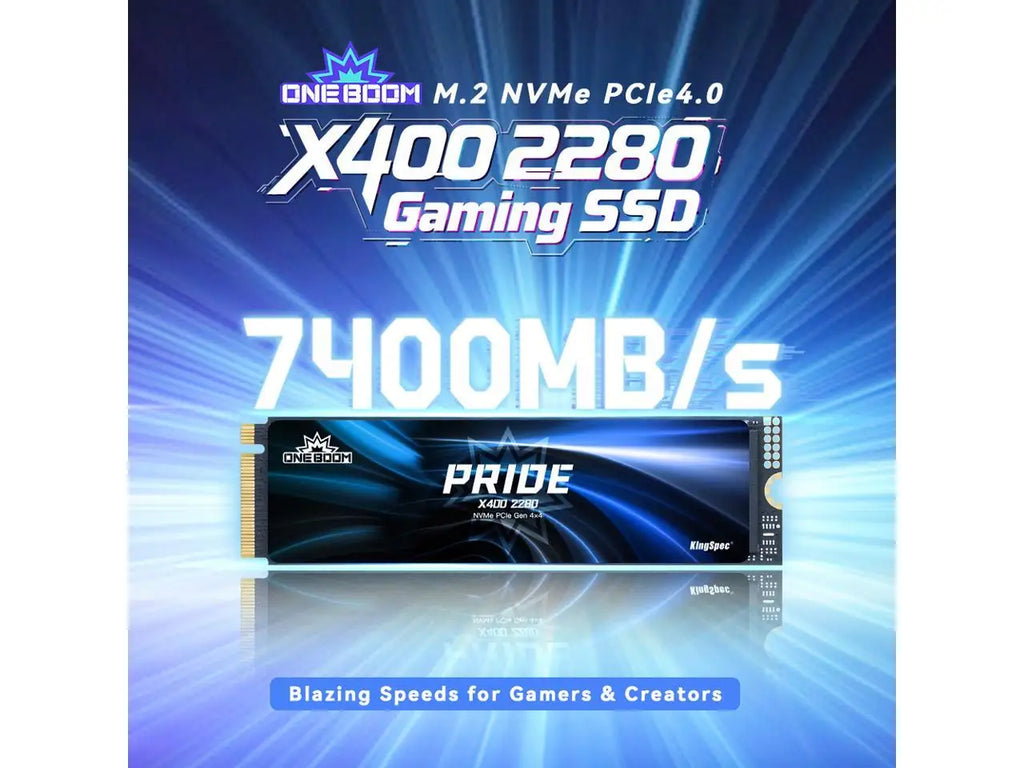 KingSpec ONEBOOM X400 2280 1TB M.2 NVMe 1.4 PCIe 4.0 Gen4 Gaming SSD, Speed Up to 7400MB/s, 3D TLC NAND, Internal Solid State Disk Compatible for PS5
