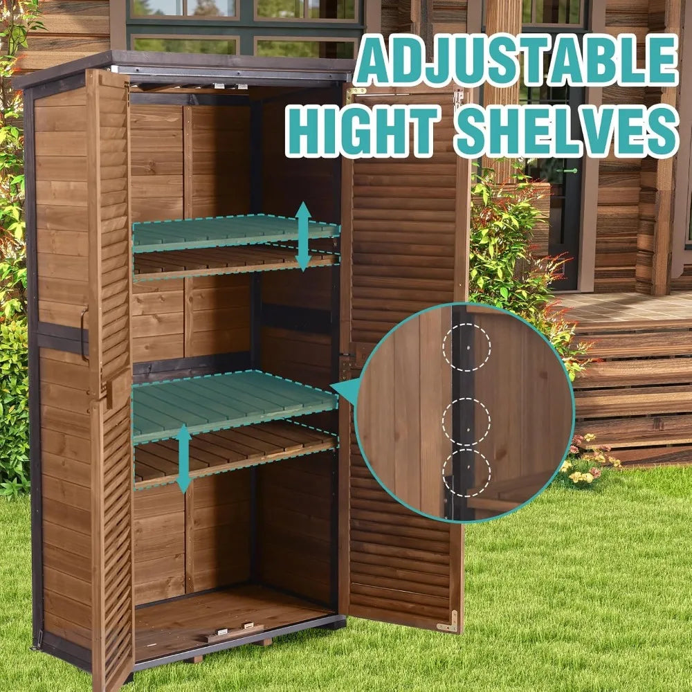 5FT Outdoor Storage Shed with 3-Level Adjustable Shelves, Weather-Resistant for Patio Garden Garage