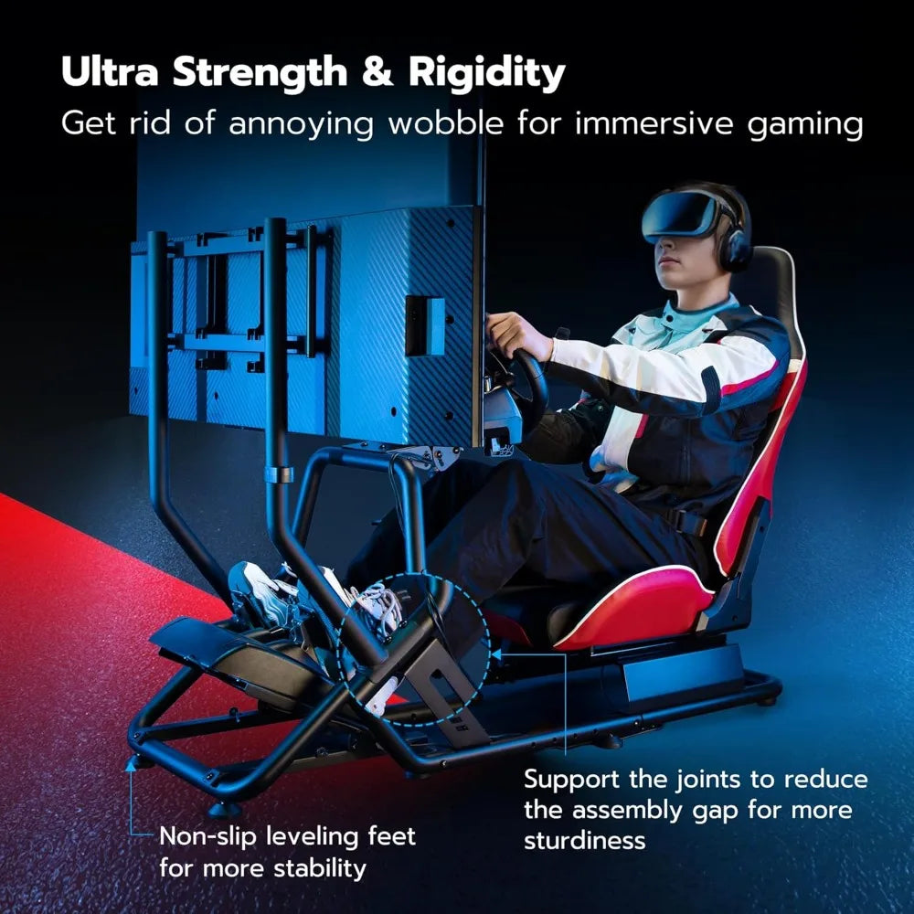 Racing Simulator Cockpit with Monitor Mount Seat Formula GT Sim Racing Frame for PS5 PS4 Xbox PC Gaming