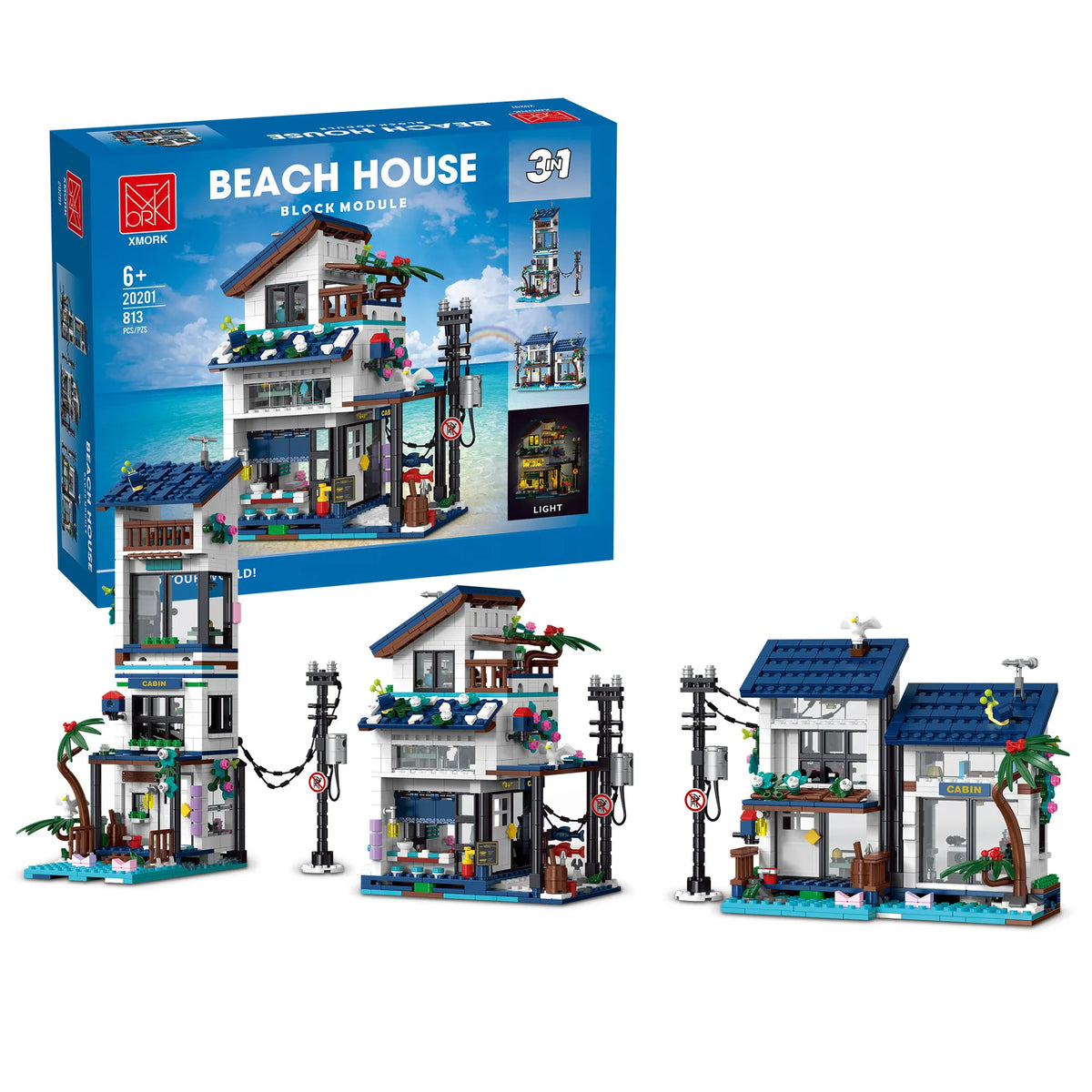 Christmas Gifts The Beach House Three In One Model Modular Street View Series DIY Toys Building Blocks Bricks Boy's For Kids