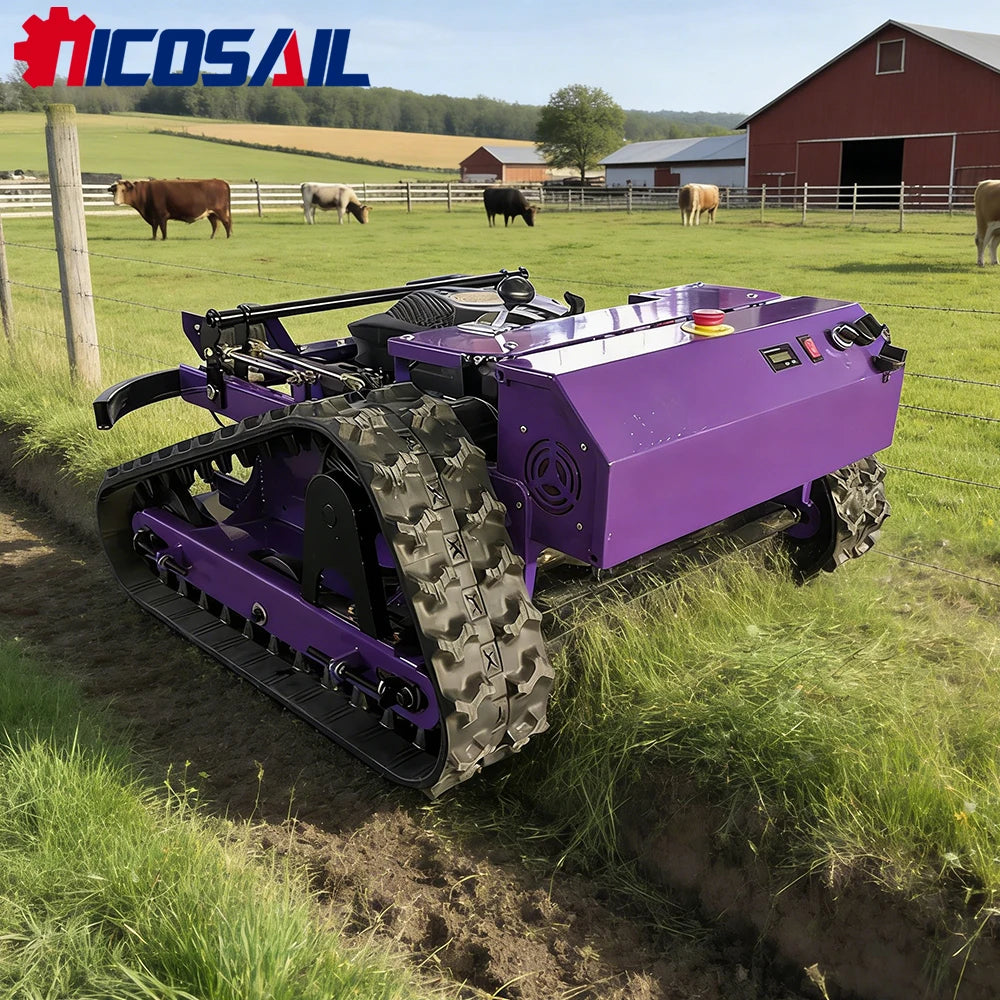 Multi functional remote-controlled tracked mini lawn mower for garden weeding used for wasteland lawn mower on road slopes