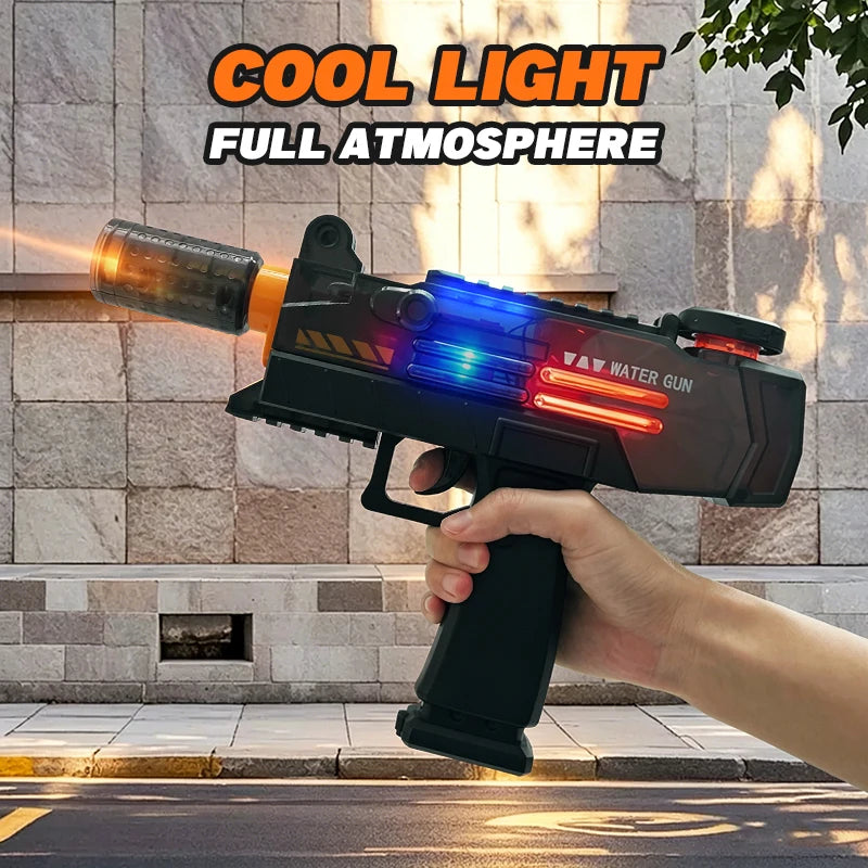 Electric Water Gun Toy with Flare Flame Lights AutomaticWater Machine Splashing Outdoor Beach Toys for Boy Gift