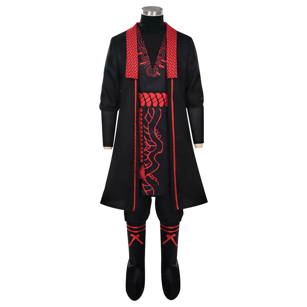 Anime Game Limbus Company Jia Qiu Cosplay Costume wig Black Hanfu Cape Coat Pants Set Men Women Halloween Party Performance suit