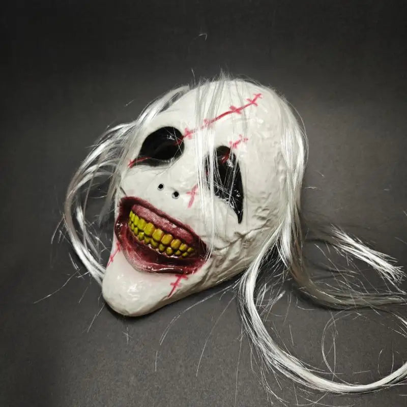 【S】Halloween Horror Terrifier Art The Clown Full Head Mask With Blood Splatter For Cosplay Party Haunted House