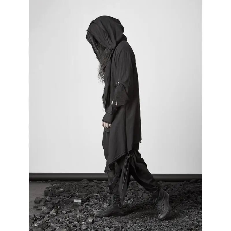 ARENS Techwear Goth Coat Men's Windbreaker Gothic Hip Hop Harajuku Dark Wear Long Cardigan Men Black Japanese Streetwear