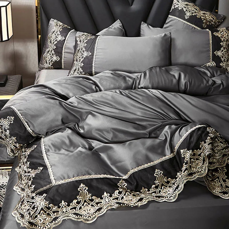 Summer European Ice Rayon Bed Skirt Bedding Set Skin-Friendly Silky Quilt Kit for Sleepers Ice Silk Cozy Cooling Bedspread Sets