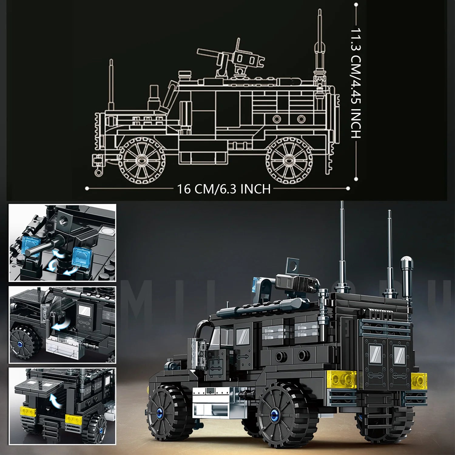Building Blocks Set, Helicopter & Armored Vehicle Model Kit, DIY Vehicle Construction Toy, Helicopter Toy, Car Toy