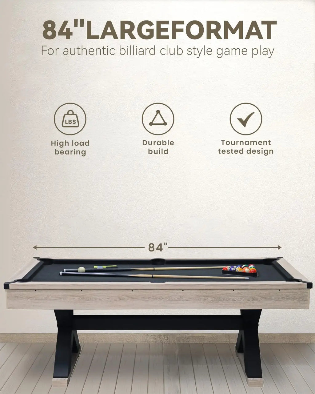 7ft Pool Table, Billiard Set with Accessories - x-Leg Industrial, Customized
