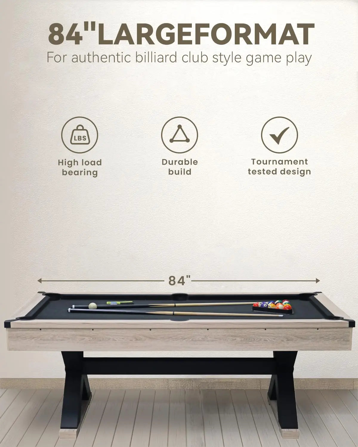 7ft Pool Table, Billiard Set with Accessories - x-Leg Industrial, Customized