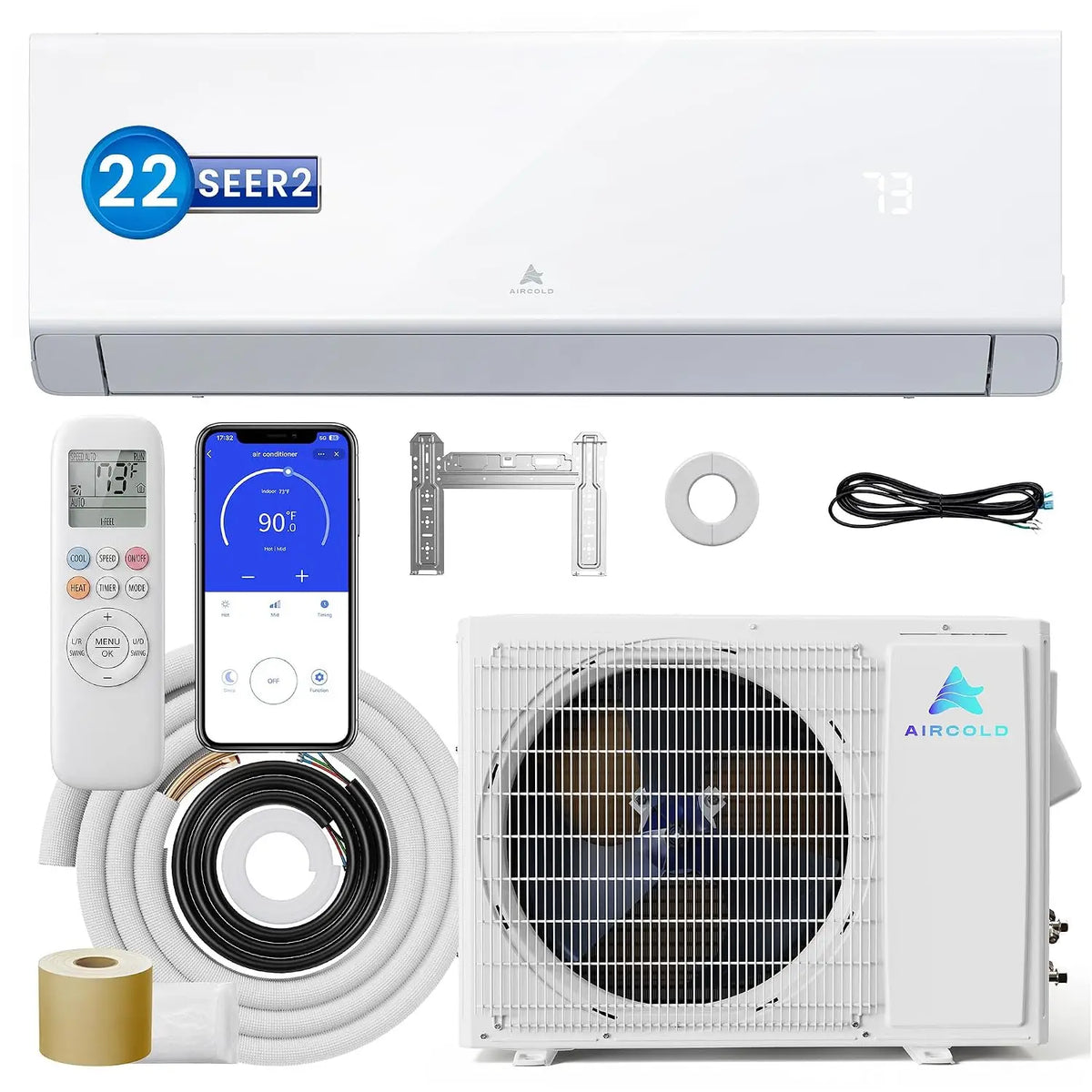 12000 BTU Mini Split AC/Heating System - Upgraded 22 SEER2 Split Unit AC and Heat Pump, 208-230V Quiet Ductless, Customized