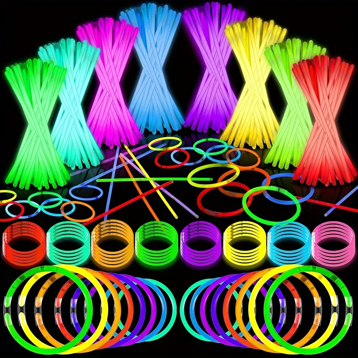 15/35Piece Glow Stick Bulk Set - 8" Multicolor Glow in the Dark Necklaces, Bracelets & Glasses | Party Decor ZSY