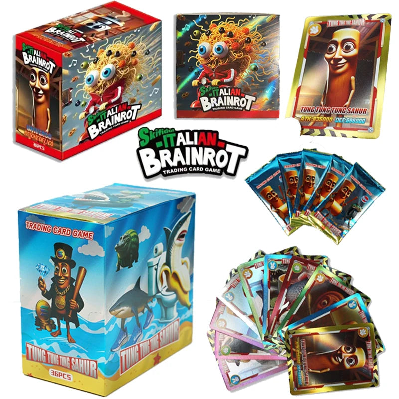 Italian Brainrot Trading Cards Tung Tung Tung Sahur Tralalero Tralala Collection Card Game Collectible Cards Toy Christmas Gifts