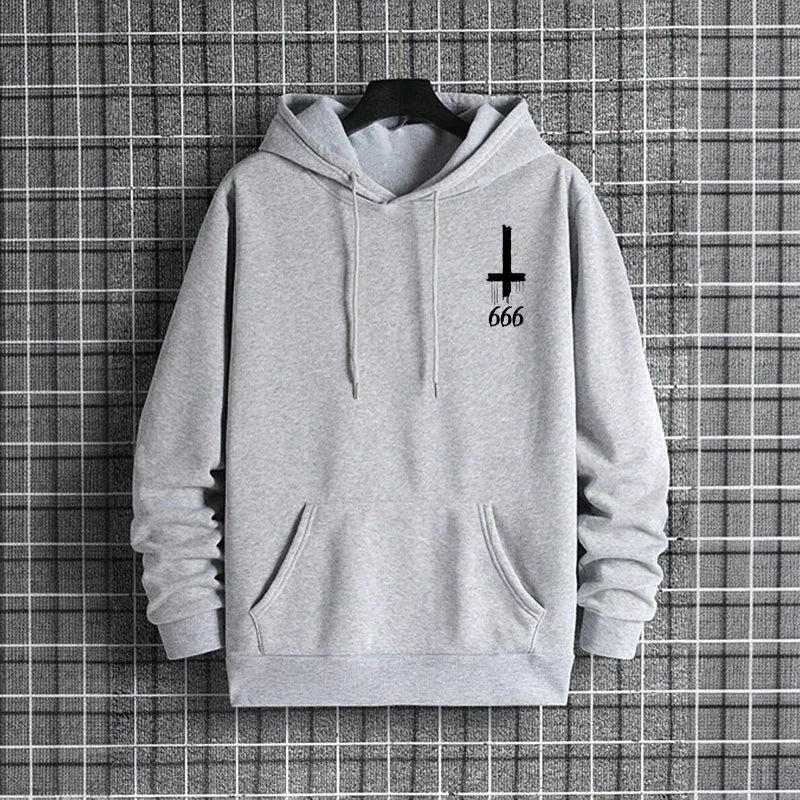 2025 Trendy Mens Hooded Sweatshirts Satan Pentagram Print Autumn Winter Casual Sportswear Urban Fashion Hoodies Male Top Outwear