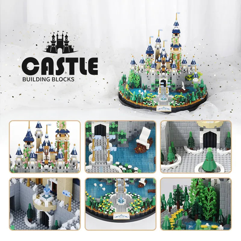 6180PCS Magic Castle Sakura House Building Blocks City Street Model With LED Lights Mini Bricks Toys Children's Christmas Gifts