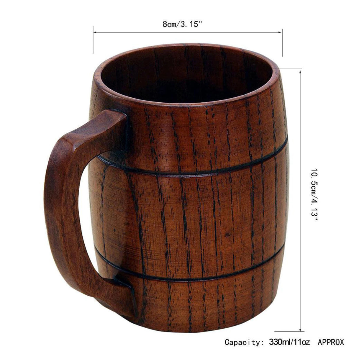 Wooden Tankard Beer Stein Mug Souvenir Handmade Cup Barrel Drinkware 400mL Natural Oak Wood Cups