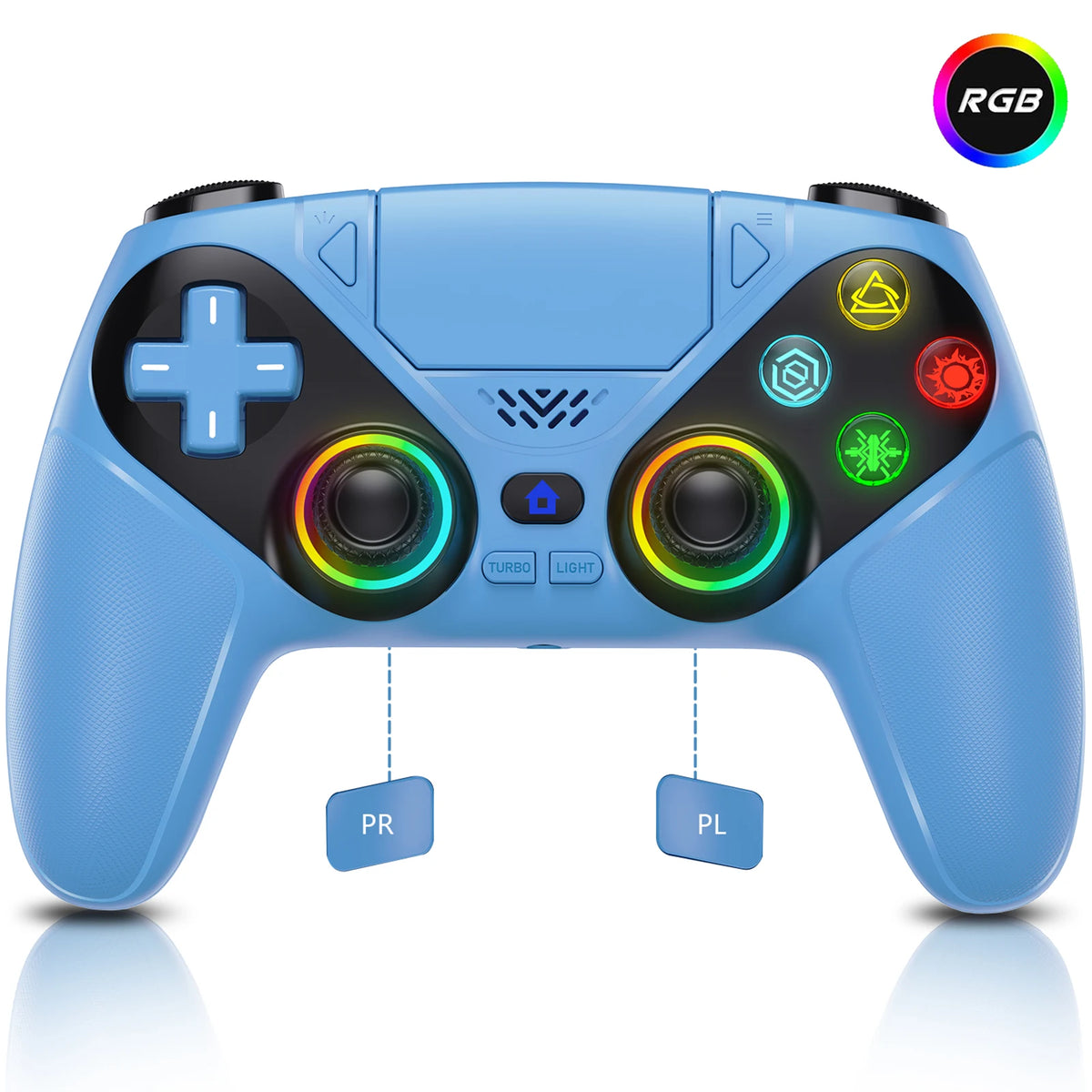 Controller for Playstation 5/PS5/PS5 Pro/Slim/PC,Wireless Gamepads RGB Joystick Turbo/Marco Program Dual Vibrate Game Controle