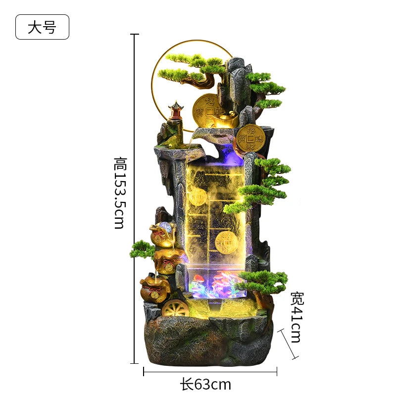 HYS rockery fish tank fountain flowing water ornament living room entrance TV cabinet lucky landscape office floor feng shui