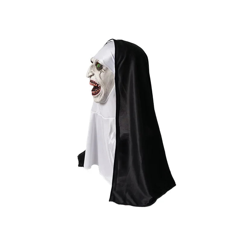 Halloween Scary Nun Mask from The Conjuring 2 - Horror Cosplay Latex Headgear for Pranks Frightening Ghost Face Disguise