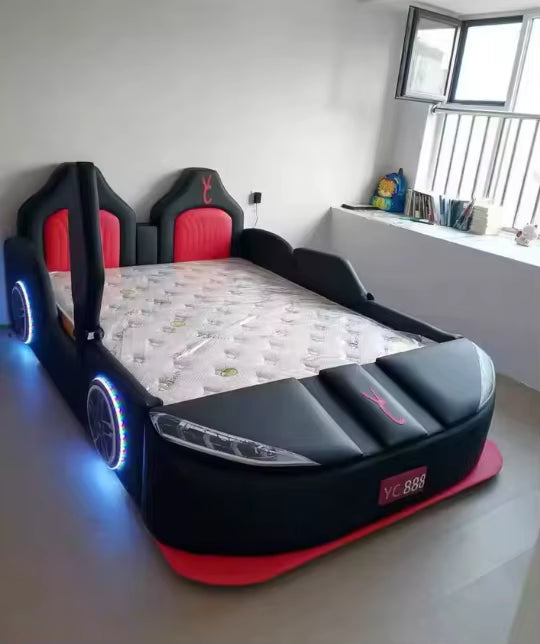# Hot Sales High End Bedroom Bed Bases Kids Frames Luxury Black King Size Boys Car Bed Children Modern Camas Matrimonial Room Fu