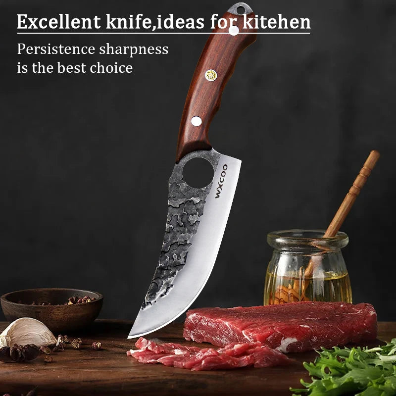 WXCOO Stainless Steel Kitchen Knives Handmade Forged Cleaver Boning Knife Fruit Vegetable Cutter Utility Knife DIY Bottle Opener