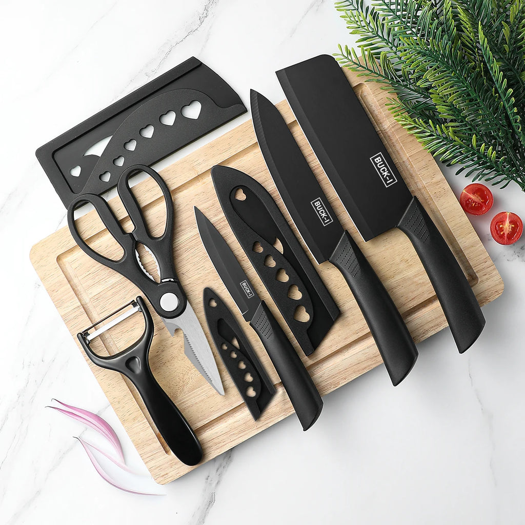 3/5pcs Kitchen knife set, high-grade black steel knife set Gift knife Stainless steel kitchen utensils household knives