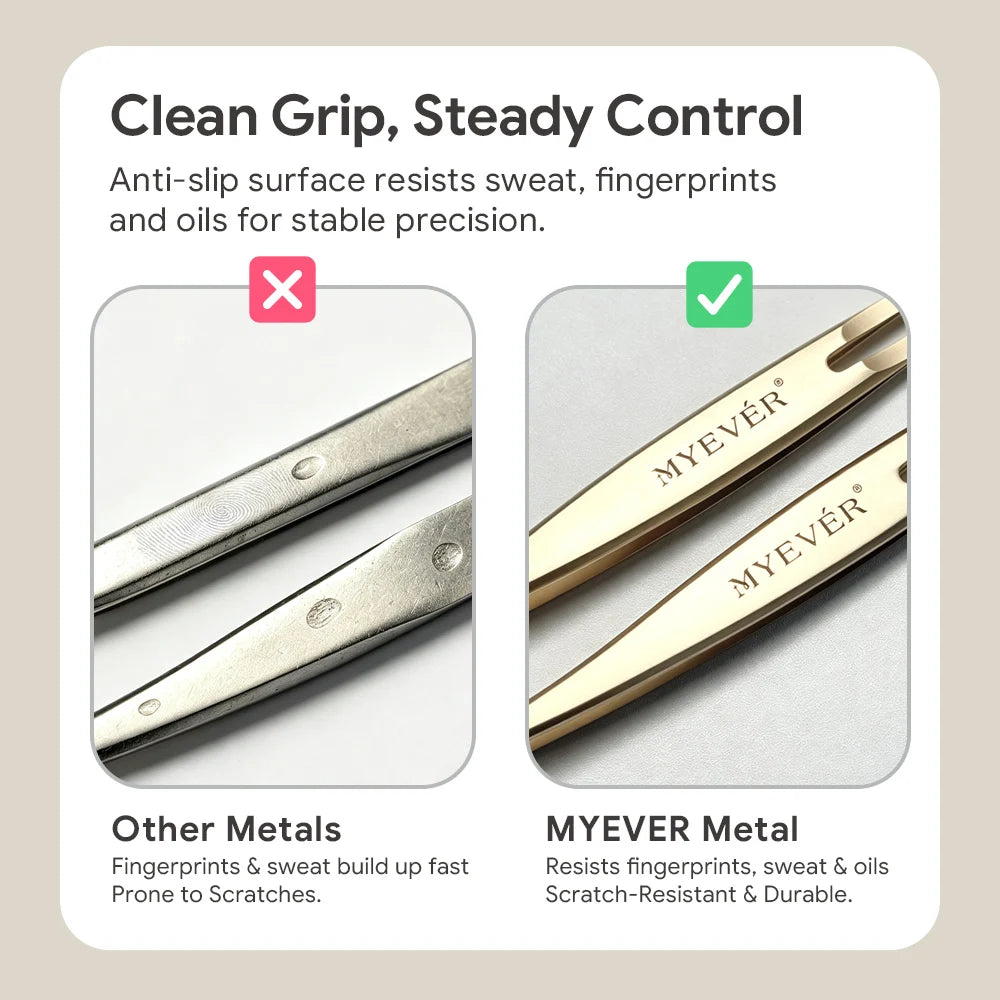 MYEVER Anti-Slip Eyelash Extension Tweezers Steel High-Density Fiber Tip Eyelash & Eyebrow Professional Precision Makeup Tools
