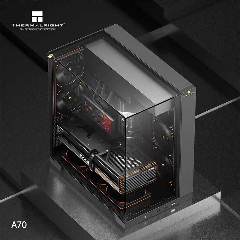 Thermalright A70 Panoramic Pillarless Mid-Tower Gaming Desktop Case - Three-Sided Glass Panels / Supports 360mm Liquid Cooling