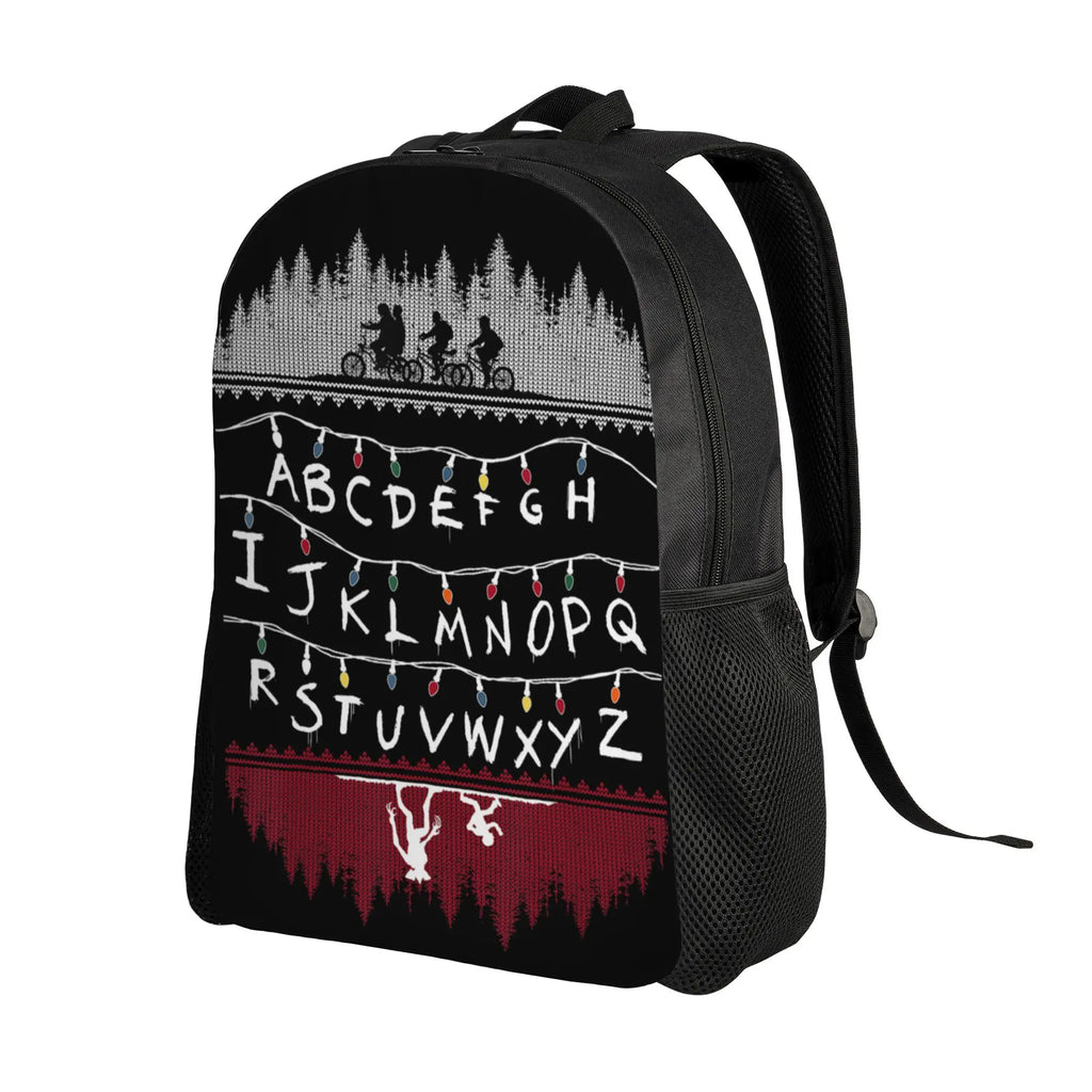 Alphabet Lights Cartoon Backpacks Women University Strangering Print High School Bags High Quality Rucksack