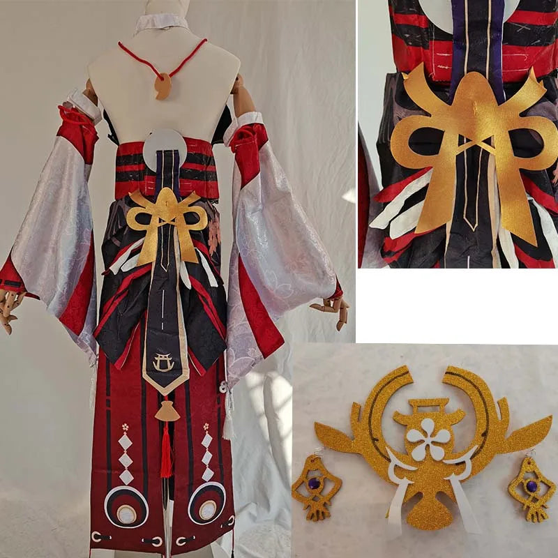 Yae Miko Full Set Guuji Yae Cosplay Costume Wig Earning Headwear Ears Tail for Comic Con