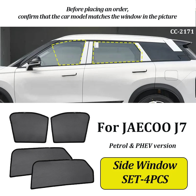 LINNUNU Car Sunshade Side Window Magnetic Mesh Curtain Summer Sun Shade UV Protection For Jaecoo J7 PHEV Fuel SHS Accessories
