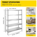 SucceBuy Tier Stainless Steel Shelves Adjustable Shelf Storage Unit Stainless Steel Rack Shelving for Kitchen Commercial Use