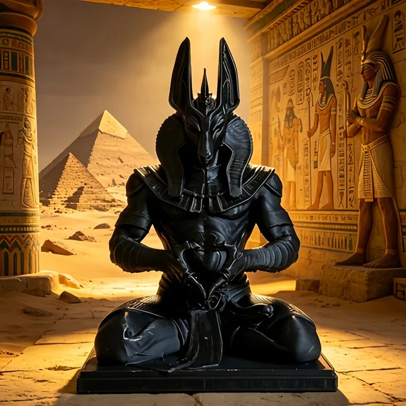3D‑Printed Heart‑Shaped Anubis Statue, Black Egyptian Jackal God Meditation Ornament, Gothic Home Decor, Holiday Birthday Gift F