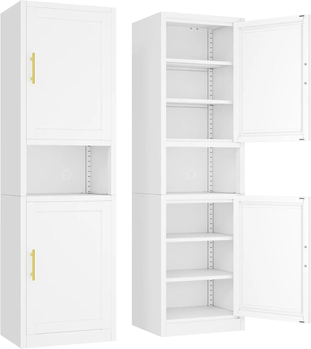 Tall Narrow Storage Cabinet 66.93' H Tall Bathroom Cabinet Metal Pantry Cabinets, 4 Adjustable Shelves for Kitchen, Home Office,