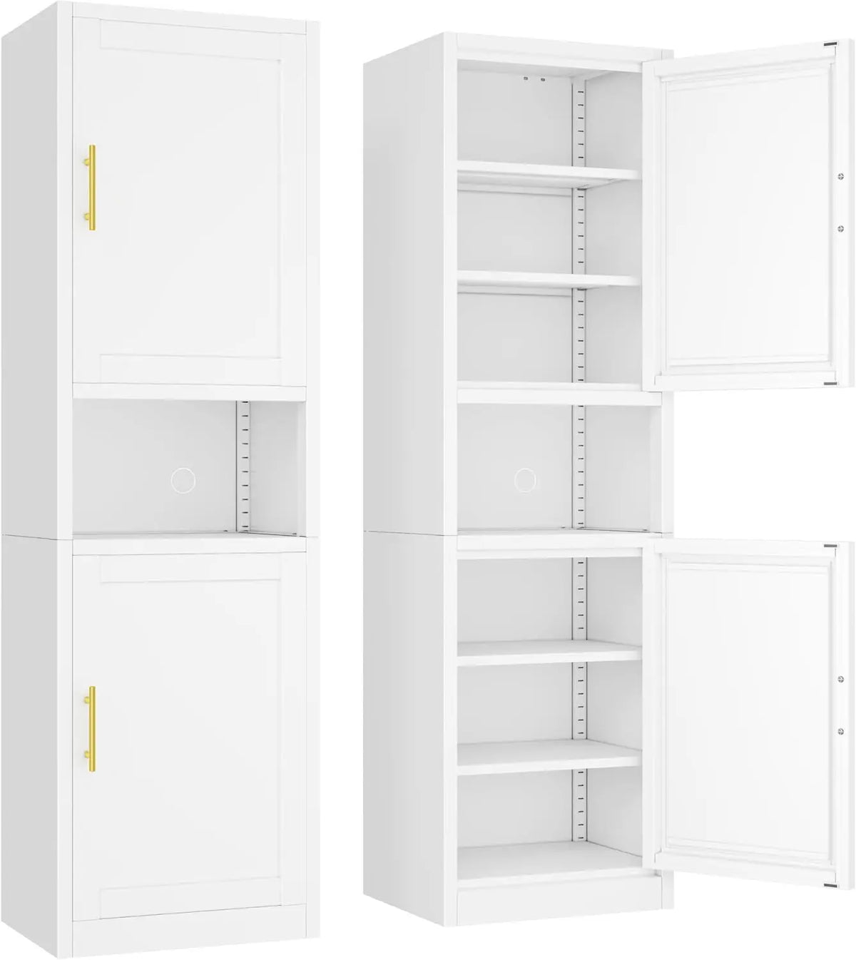 Tall Narrow Storage Cabinet 66.93' H Tall Bathroom Cabinet Metal Pantry Cabinets, 4 Adjustable Shelves for Kitchen, Home Office,
