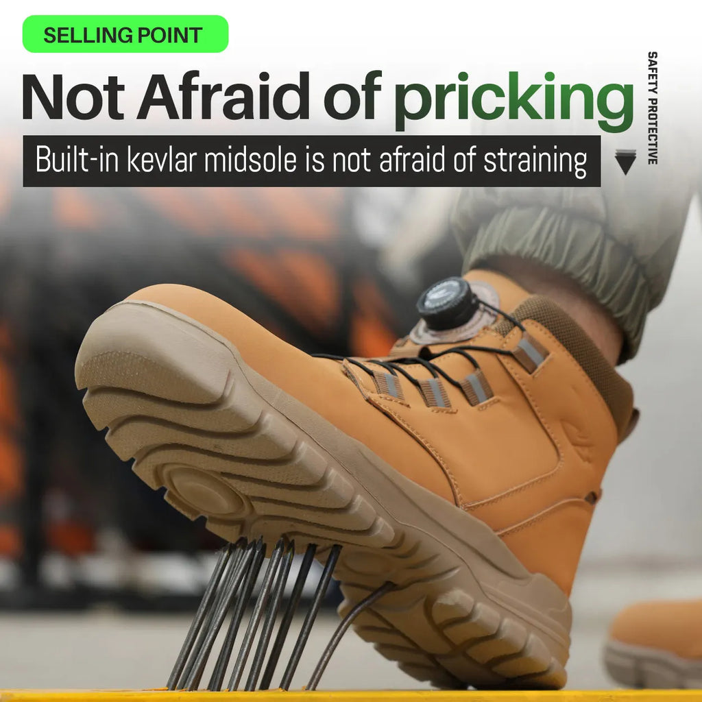 Rotating Button Work Shoes for Men Anti Puncture Protective Boots Sneakers Waterproof Work Safety Shoes Non Slip Steel Toe Shoes