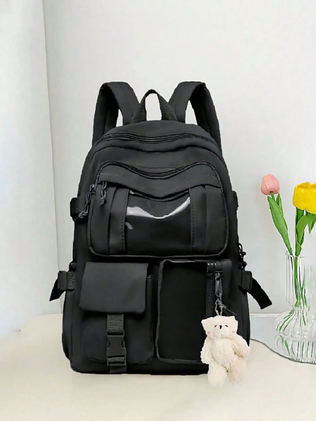 Minimalist Backpack With Practical Buckle Strap Functional Multi-Pocket School Bag For Study Heavy-Duty Laptop Bag