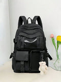 Minimalist Backpack With Practical Buckle Strap Functional Multi-Pocket School Bag For Study Heavy-Duty Laptop Bag