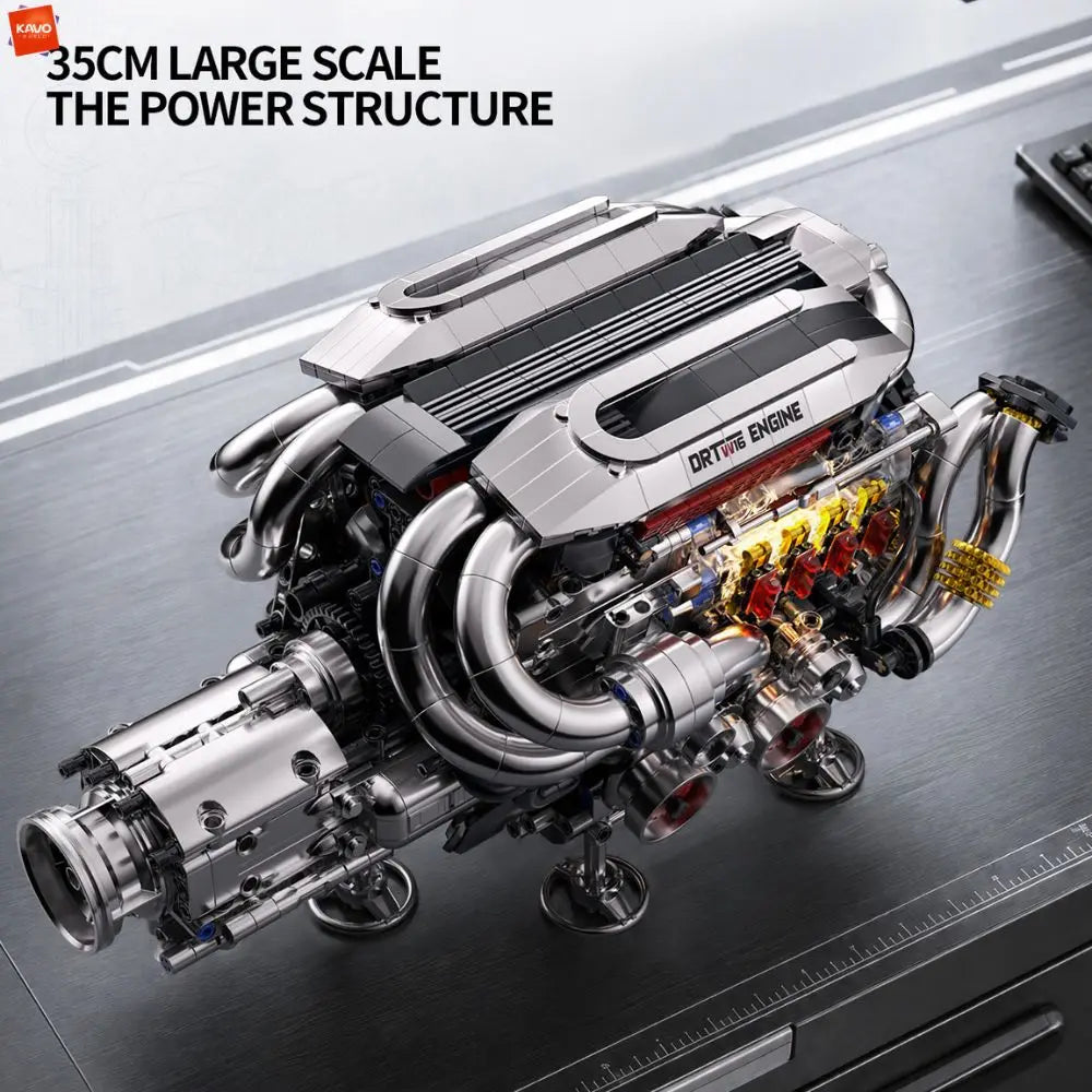 KAVOWORLD 1688PCS Technical Engine Building Kit Realistic Mechanical Motor Bricks Set DIY Assemble Engineering Toys for Adults