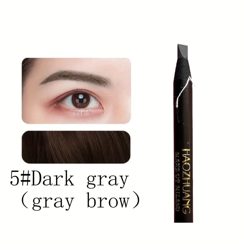 HAOZHUANG Pull Eyebrow Pencil Black Makeup High Quality Wild Line Eyebrow Pencil Hard Core Flat Head Pen White Waterproof