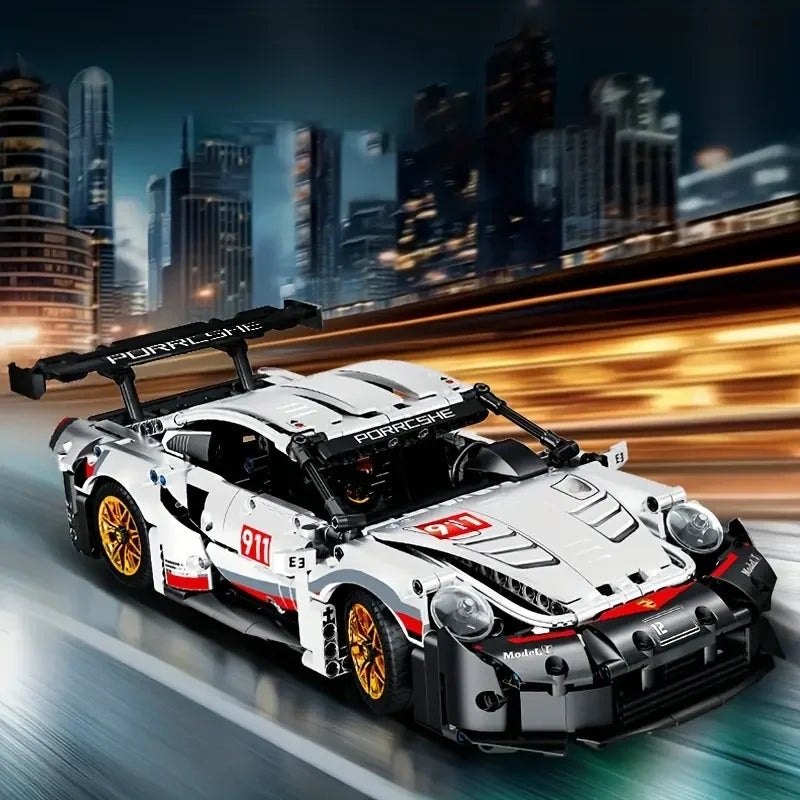 1205-Piece White Supercar Model Kit - Easy to Assemble, Ideal Birthday Gift for Car Enthusiasts