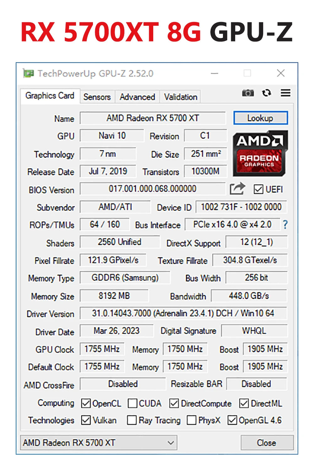 MLLSE AMD RX5700 XT 8GB Graphics Card GDDR6 256Bit PCI-E 4.0×16 6+8Pin Radeon GPU Rx 5600XT Gaming Video Card Placa De Video