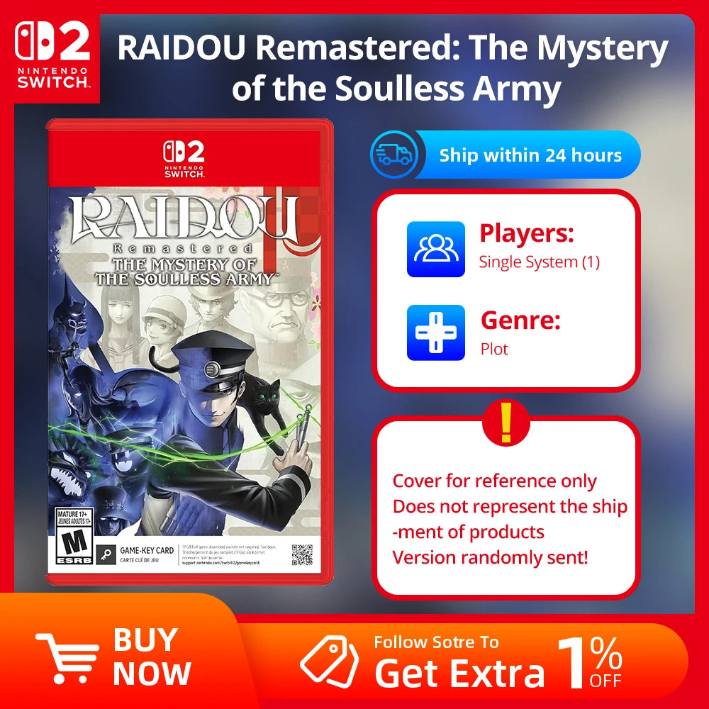 Nintendo Switch 2 Game - RAIDOU Remastered The Mystery of the Soulless Army - 100% Original Physical Nintendo Game Card NS2