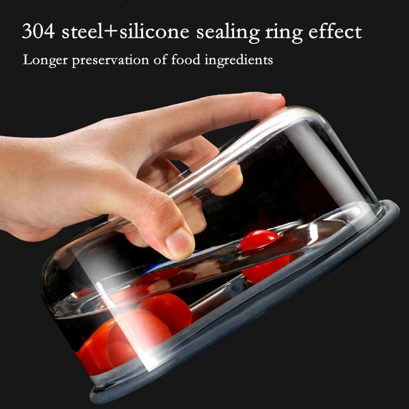 Food Grade High Borosilicate Glass Lunch Box Microwave Oven Insulation Bento Box Fruit Sealed Box Silicone Pad Square Lunch Box