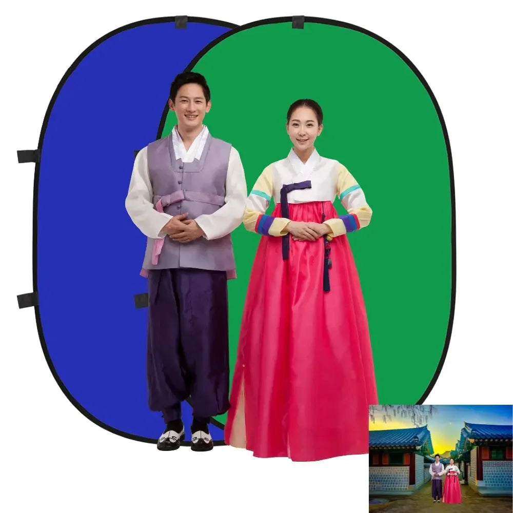 1.5x2M Green Blue Screen Live Streaming Foldable Photography Studio Backdrop Double Sided Background Artistic Graduation Photo